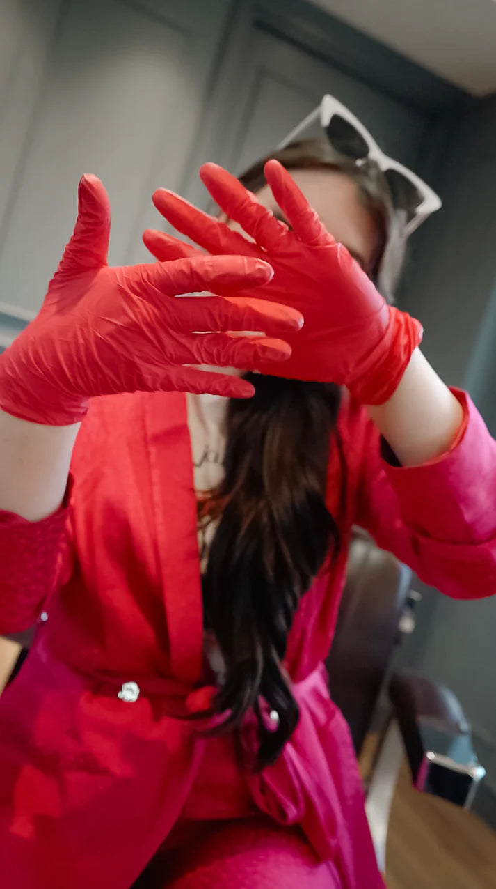 NITRILE GLOVES - RED-ISH - LARGE